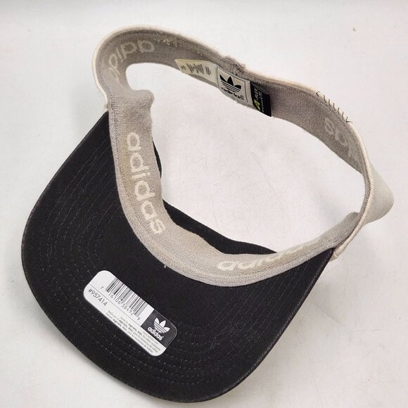 Adidas Vintage Cream Cotton Flex Visor Cap Hat Blue Embroidered Logo LG-XL - Picture 9 of 10
